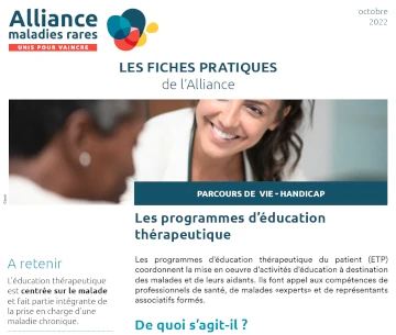 La Fiche Pratique : Les Programmes d’Education thérapeutique (2022, Alliances Maladies Rares)